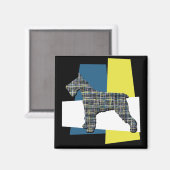 Schnauzer Silhouette Hund Y&B Grid Tricolor Magnet (Vorderseite/Rückseite)
