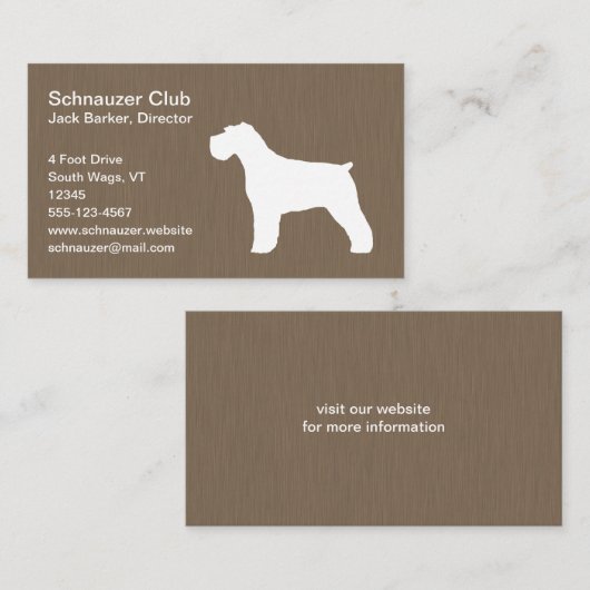 Schnauzer-Silhouette (Naturohren) Visitenkarte (Vorne/Hinten)