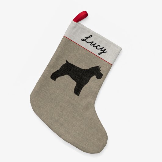 Schnauzer-Silhouette-personalisiertes Kleiner Weihnachtsstrumpf (Vorderansicht (hängend))