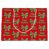 Schnauzer Silhouette Red Christmas Dog & Green Bow Große Geschenktüte (Vorderseite)