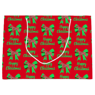 Schnauzer Silhouette Red Christmas Dog & Green Bow Große Geschenktüte