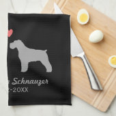 Schnauzer-Silhouetten mit Herzen und Text Geschirrtuch (Viertel Falte)