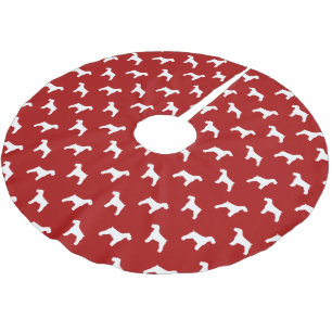 Schnauzer Silhouetten Muster Rot Polyester Weihnachtsbaumdecke