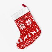 Schnauzer Silhouetten Niedliches Rot-Weiß-Muster Kleiner Weihnachtsstrumpf (Rückseite (Hängend))