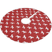 Schnauzer Silhouetten Pattern Red Polyester Weihnachtsbaumdecke (Schrägansicht)