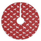 Schnauzer Silhouetten Pattern Red Polyester Weihnachtsbaumdecke (Vorderseite)