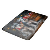 Schnauzer Snowy Sleigh Weihnachtsdekor Badematte (Schrägansicht)