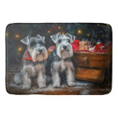 Schnauzer Snowy Sleigh Weihnachtsdekor Badematte (Vorderseite)
