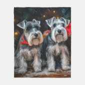 Schnauzer Snowy Sleigh Weihnachtsdekor Fleecedecke (Vorderseite)