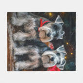 Schnauzer Snowy Sleigh Weihnachtsdekor Fleecedecke (Vorderseite (Horizontal))