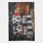 Schnauzer Snowy Sleigh Weihnachtsdekor Geschirrtuch (Vertikal)