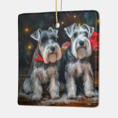 Schnauzer Snowy Sleigh Weihnachtsdekor Keramikornament (Links)