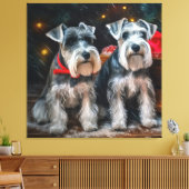 Schnauzer Snowy Sleigh Weihnachtsdekor Leinwanddruck (Insitu (Wohnzimmer))