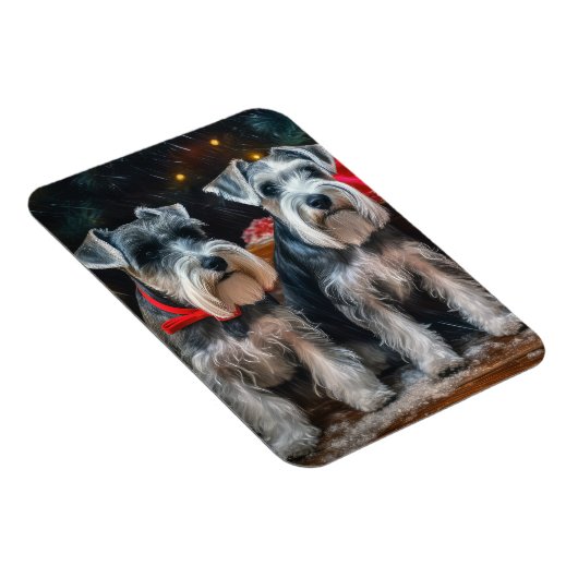 Schnauzer Snowy Sleigh Weihnachtsdekor Magnet (Rechte Seite)