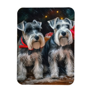Schnauzer Snowy Sleigh Weihnachtsdekor Magnet
