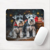 Schnauzer Snowy Sleigh Weihnachtsdekor Mousepad (Mit Mouse)