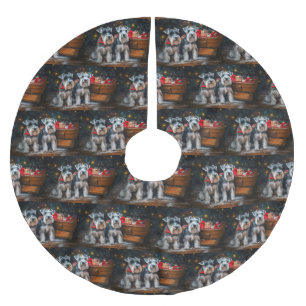 Schnauzer Snowy Sleigh Weihnachtsdekor Polyester Weihnachtsbaumdecke