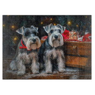 Schnauzer Snowy Sleigh Weihnachtsdekor Schneidebrett