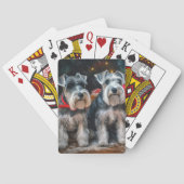 Schnauzer Snowy Sleigh Weihnachtsdekor Spielkarten (Rückseite)
