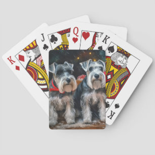 Schnauzer Snowy Sleigh Weihnachtsdekor Spielkarten