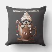 Schnauzer Snuggles & Hot Chocolate Kissen (Vorderseite)