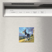 Schnauzer sonnige Landschaft Landschaftskunst Magnet (In Situ (Geschirrspüler))