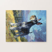 Schnauzer sonnige Landschaft Landschaftskunst Puzzle (Horizontal)