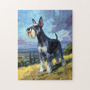 Schnauzer sonnige Landschaft Landschaftskunst Puzzle