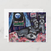 Schnauzer spüren den blauen Mond Postkarte (Vorne/Hinten)
