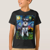 Schnauzer Starry Night Impressionist Dog Art von A T-Shirt (Vorderseite)