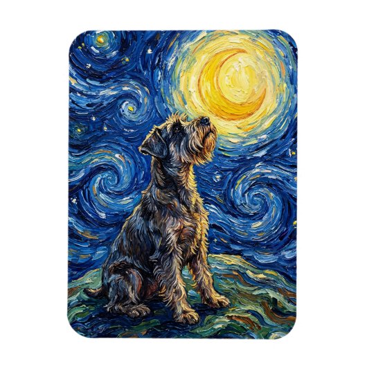 Schnauzer Starry Night Painting Flexible Magnet (Vertikal)
