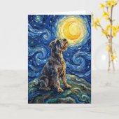Schnauzer Starry Night Painting Karte (Gelbe Blume)
