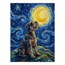 Schnauzer Starry Night Painting Poster