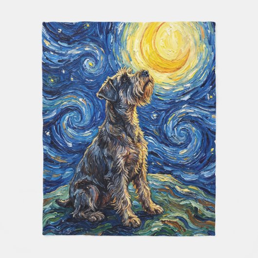 Schnauzer Sternennacht-Gemälde Fleecedecke (Vorderseite)