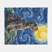 Schnauzer Sternennacht-Gemälde Fleecedecke (Vorderseite (Horizontal))