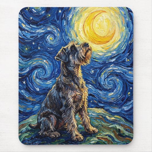 Schnauzer Sternennacht-Gemälde Mousepad (Vorne)