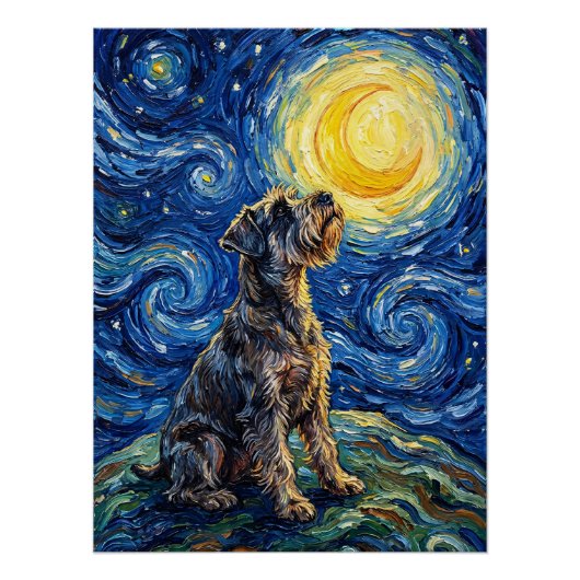 Schnauzer Sternennacht-Gemälde Poster (Vorderseite)