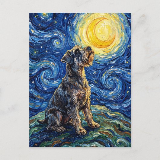 Schnauzer Sternennacht-Gemälde Postkarte (Vorderseite)