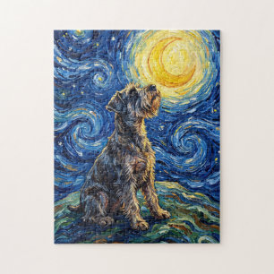 Schnauzer Sternennacht-Gemälde Puzzle