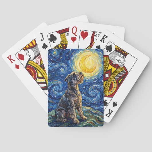 Schnauzer Sternennacht-Gemälde Spielkarten (Rückseite)