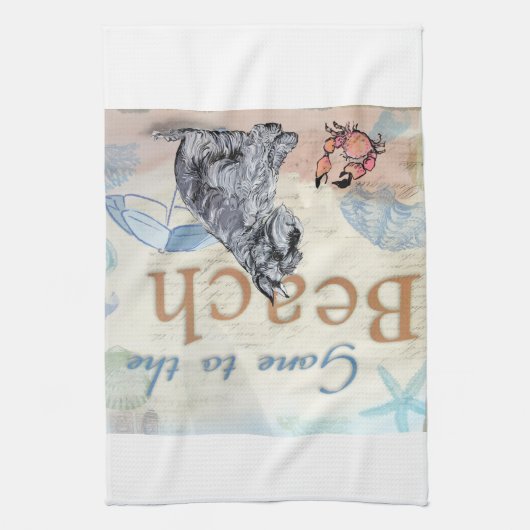 Schnauzer-Strand Geschirrtuch (Vertikal)