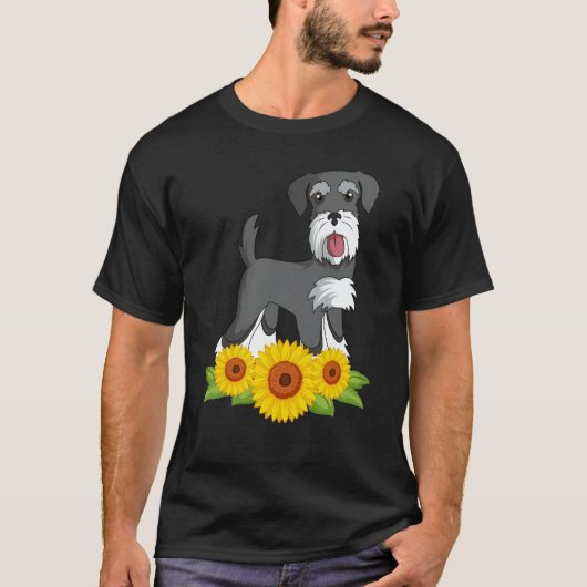 Schnauzer Sunflower Wire Haired Pinscher Whiskered T-Shirt (Vorderseite)