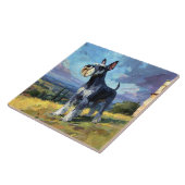 Schnauzer Sunlit Countryside Landscape Art Fliese (Seite)