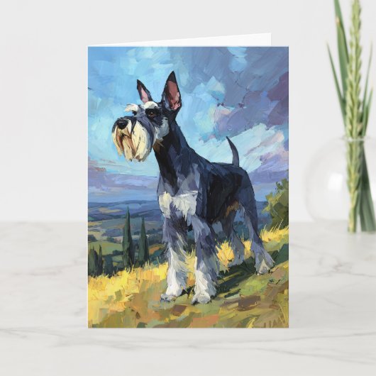 Schnauzer Sunlit Countryside Landscape Art Karte (Vorderseite)