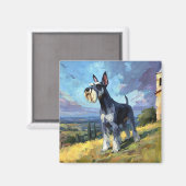 Schnauzer Sunlit Countryside Landscape Art Magnet (Vorderseite/Rückseite)