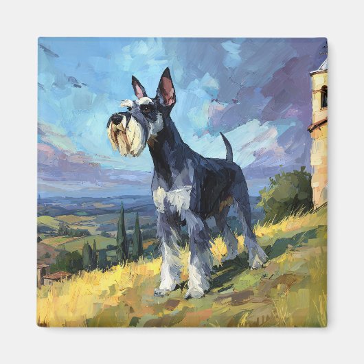 Schnauzer Sunlit Countryside Landscape Art Magnet (Vorne)