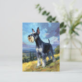Schnauzer Sunlit Countryside Landscape Art Postkarte (Stehend Vorderseite)