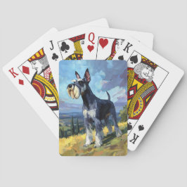 Schnauzer Sunlit Countryside Landscape Art Spielkarten