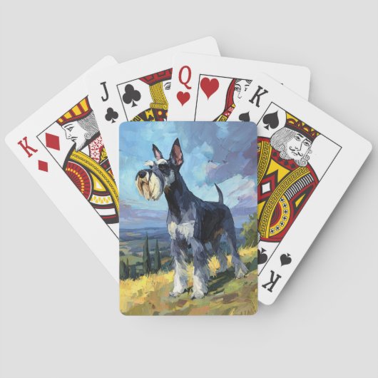 Schnauzer Sunlit Countryside Landscape Art Spielkarten (Rückseite)
