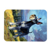 Schnauzer Sunlit Countryside Landscape Flexible Magnet (Horizontal)